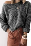 Casual Solid Basic Oblique Collar Tops