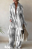 Casual Print Patchwork Turndown Collar Long Sleeve Two Pieces