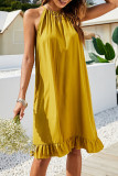 Fashion Casual Solid Split Joint Halter A Line Dresses