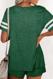 Fashion Casual Solid Split Joint O Neck Short Sleeve Two Pieces