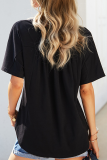 Casual Solid Buckle Fold O Neck T-Shirts