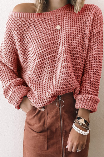 Casual Solid Basic Oblique Collar Tops