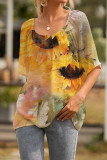 Fashion Casual Print Basic O Neck T-Shirts