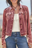 Casual Solid Patchwork Turndown Collar Outerwear