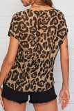 Fashion Casual Print Split Joint V Neck Tops