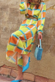 Casual Plaid Print Patchwork Half A Turtleneck Dresses(Without Belt)