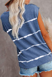 Fashion Street Striped Split Joint O Neck T-Shirts
