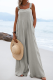 Casual Solid Patchwork Square Collar Loose Jumpsuits