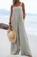 Casual Solid Patchwork Square Collar Loose Jumpsuits