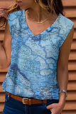 Casual Print Basic V Neck T-Shirts