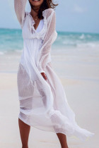 Fashion Vacation Solid See-through Swimwears Cover Up