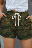 Casual Print Draw String Pocket Straight Straight Bottoms