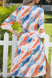 Fashion Street Tie Dye Frenulum V Neck A Line Dresses
