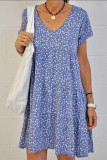 Casual Sweet Print Patchwork V Neck A Line Dresses