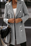 Fashion Elegant Solid Buckle Turn-back Collar Outerwear