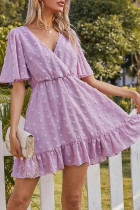 Fashion Simplicity Solid Split Joint V Neck A Line Dresses