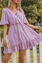 Fashion Simplicity Solid Split Joint V Neck A Line Dresses