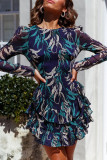 Fashion Casual Print Backless O Neck A Line Dresses