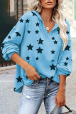Casual The stars Pocket Zipper V Neck Tops
