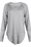Casual Solid Color V Neck Tops(3 Colors)