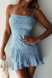 Elegant Floral Backless Flounce Strapless A Line Dresses