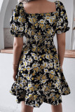 Fashion Casual Print Split Joint Square Collar A Line Dresses