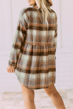 Casual Plaid Buckle Buttons Turndown Collar Tops