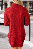 Fashion Casual Solid Patchwork Turtleneck Long Sleeve Dress Dresses