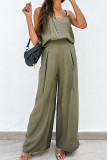 Fashion Sportswear Solid Split Joint V Neck Sleeveless Two Pieces