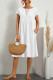 Casual Solid Patchwork O Neck A Line Short Sleeve Dress(10 Colors)