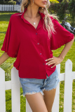 Fashion Solid Split Joint Buckle Stringy Selvedge Collar Tops