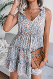 Casual Sweet Floral Strap Design Stringy Selvedge V Neck A Line Dresses