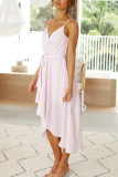 Solid color V-neck strap dress