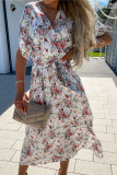 Elegant Floral Frenulum V Neck A Line Dresses