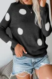 Fashion Sweet Dot Patchwork O Neck Tops