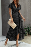 Elegant Floral Flounce With Belt Irregular Dress Dresses