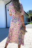 Elegant Floral Frenulum V Neck A Line Dresses