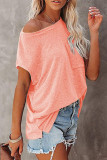 Fashion Street Solid Split Joint O Neck T-Shirts