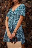 Fashion Street Print Split Joint V Neck A Line Dresses