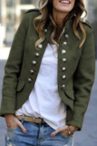 Solid Buttons Turn-back Collar Outerwear