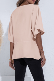 Fashion Elegant Solid Split Joint V Neck Tops