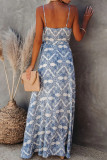 Fashion Bohemian Print Frenulum V Neck A Line Dresses