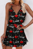 Fashion Street Print Split Joint V Neck A Line Dresses