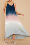 Fashion Street Tie Dye Split Joint Spaghetti Strap Irregular Dresses