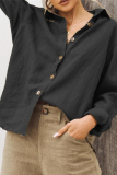 Casual Solid Patchwork Turndown Collar Tops
