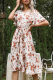 Elegant Floral Frenulum Fold O Neck A Line Dresses