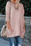 Casual Solid Patchwork O Neck Tops