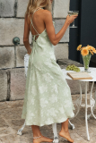 Elegant Color Lump High Opening Fold Spaghetti Strap Dresses