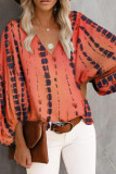 Fashion Casual Print Split Joint V Neck Tops