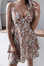 Fashion Casual Print Split Joint V Neck A Line Dresses
